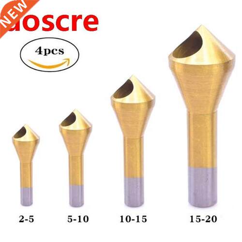 4Pcs Countersink Deburring Bit Set HSS Titanium Coated Chamf