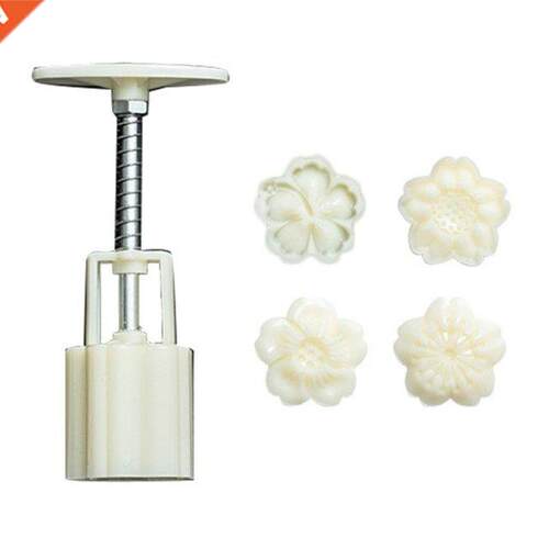 Mooncake Mold 4pcs 3D Cherry Stamps Barrel Hand Press Moon C