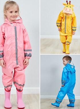 3-10Years Kids Cartoon Raincoat Outdoor Waterproof Jumpsuit