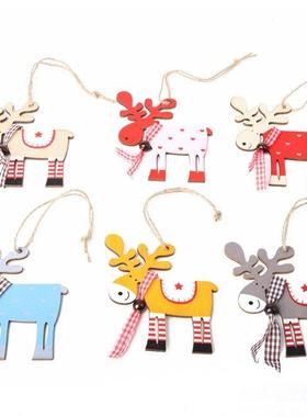 6 Pieces Christmas Tree Hanging Decoration Wooden Xmas Penda