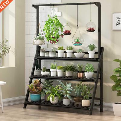 Folding 50/70/100cm 3 Tier Plants Shelves Flower Rack Woode