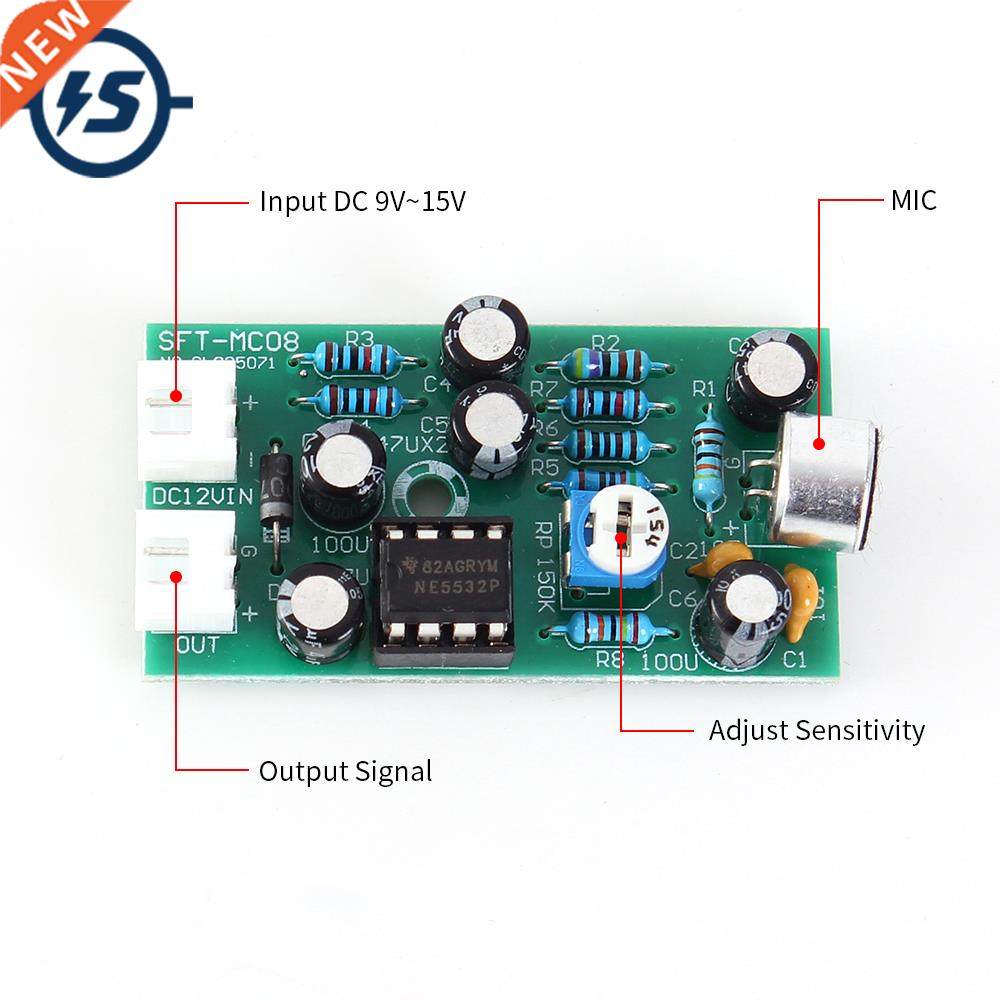 Audio Monitoring Microphone Amplifier Board Adjustable Capac