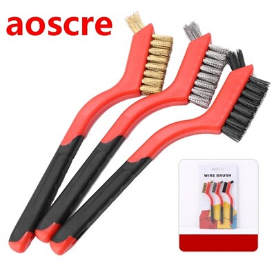 3Pcs Wire Brush Set Stainless Steel Copper Wire with Curved
