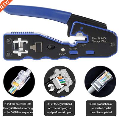 RJ45 Crimp Tool Kit Pass Through Crimping Tool Network Cable