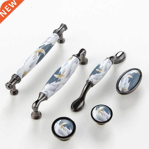 Sky blue/Ceramic Door Handles European Antique Furniture Han