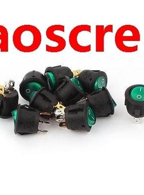 AC 250V/6A 125V/10A Green Lamp 3 Pin SPST ON-OFF Mini Round