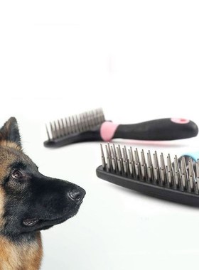 Dog Comb Double Row Pins Rake Brush Grooming Massage Pet Sup