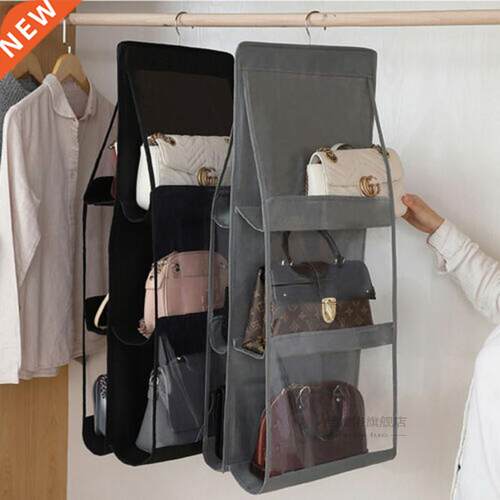 New 6 Pocket Foldng Handbag Storage Organzer Hangng Rack