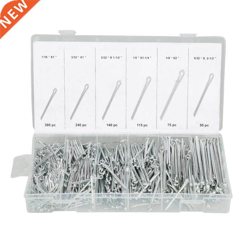 1000pcs 6 Kinds Split Cotter Pins Assortment Fastener Kit Se