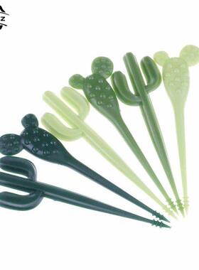 4-100pcs/pack Plastic Toothpick Cactus Fruit Forks Kids Tabl