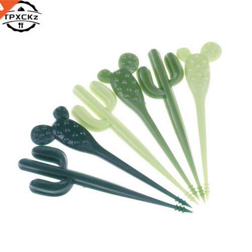 4-100pcs/pack Plastic Toothpick Cactus Fruit Forks Kids Tabl