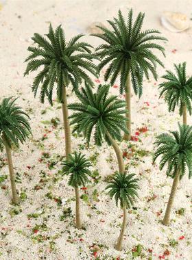 15Pcs Plastc Tropcal Coconut Palm Trees Model Tran Ralro