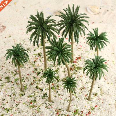 15Pcs Plastc Tropcal Coconut Palm Trees Model Tran Ralro