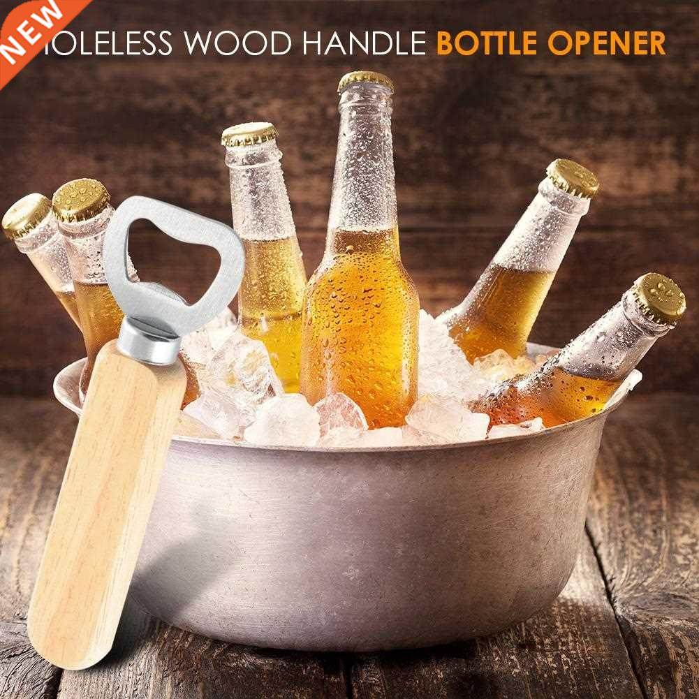Stainless Steel Bottle Opener Practical Wood Handle Drink Be