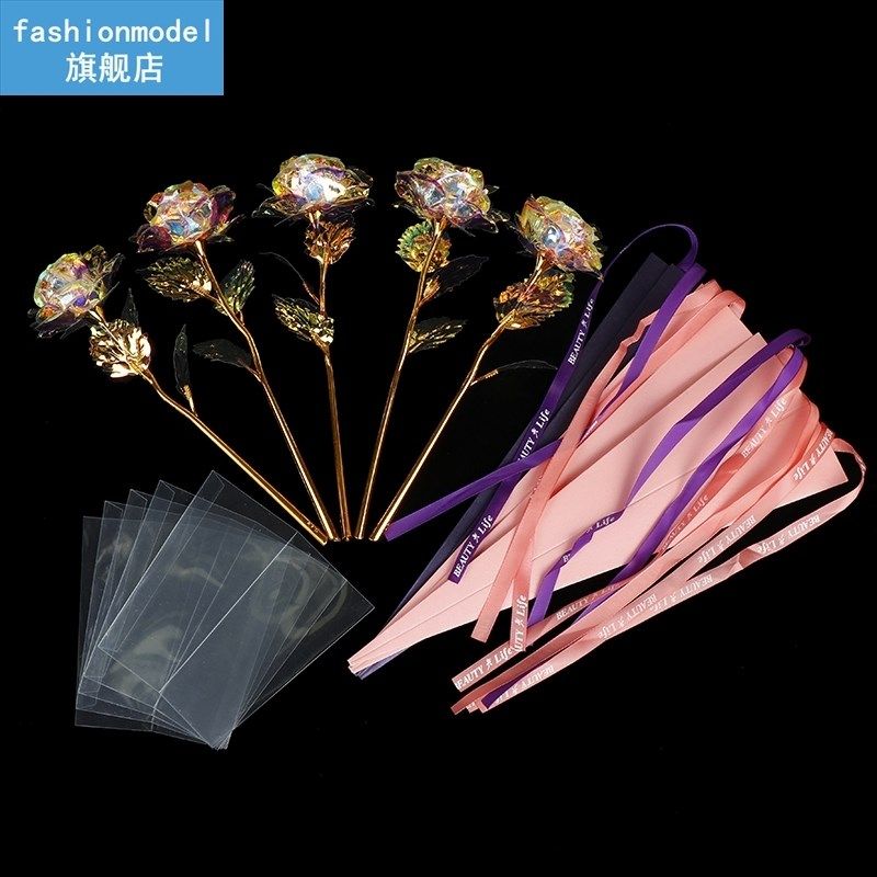 Valentine's Day Creative Gift 24K Foil Plated Rose Gold Rose