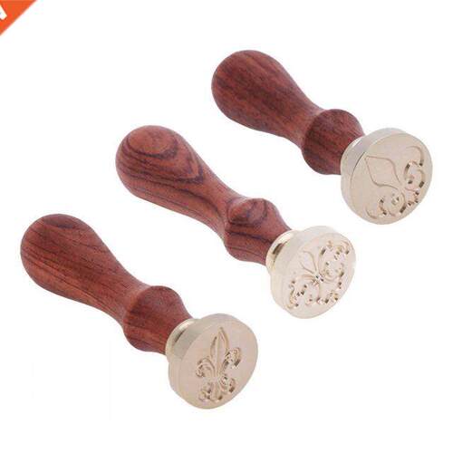 Wood Handmade Wax Seal with Ribbons Stamp Fire Painting Plan