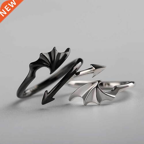 LATS Punk Vntage Evl Wngs Rngs for Women Men Couple Wedd