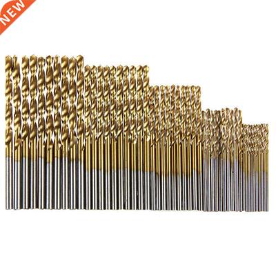 50Pcs Titanium Coated Twist HSS High Speed Steel Drill Bit S