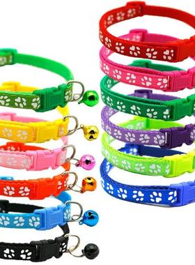 Cat Dog Pet Collar with Bell Adjustable Buckle Dog Collar Ca