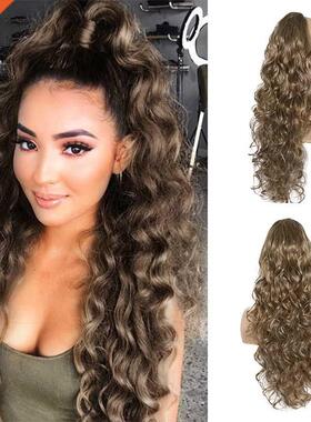 tail hair extension drawstring long wavy 24 inches suitable