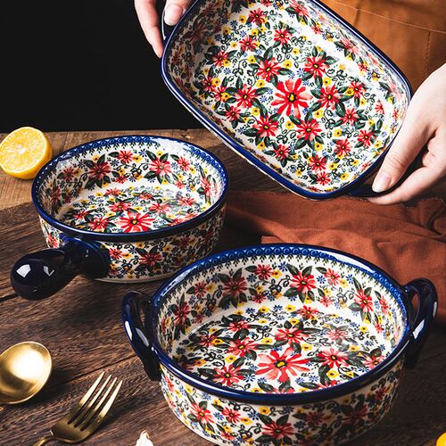 Retro Ceramic Bakeware Household Hand Painted Salad Plate