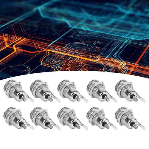 10Pcs DC Power Supply Female Jack Socket W/Thread Metal Pane