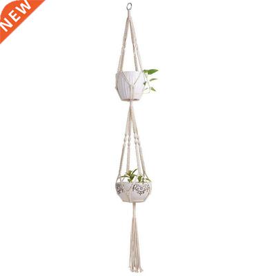 Macrame Double Plant Hanger Indoor Outdoor 2 Tier Hanging Pl