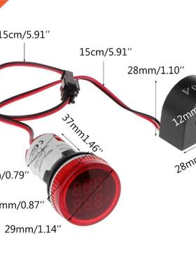 Digital Voltmeter Ammeter 22mm Round AC 50-500V 0-100A Volta