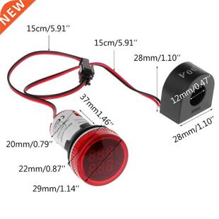 Digital Voltmeter Ammeter 22mm Round AC 50-500V 0-100A Volta