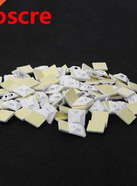 100 PCS Plastic Adhesive Rectangle Wire Tie Cable Clip Clamp