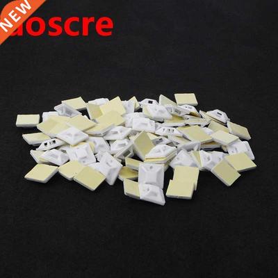 100 PCS Plastic Adhesive Rectangle Wire Tie Cable Clip Clamp