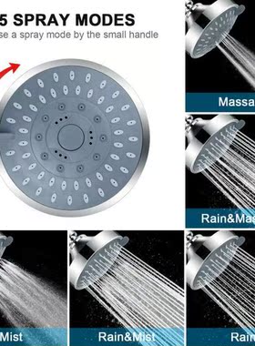 4 Inch 5 Modes Bath Shower Head High Pressure Adjustable Sho