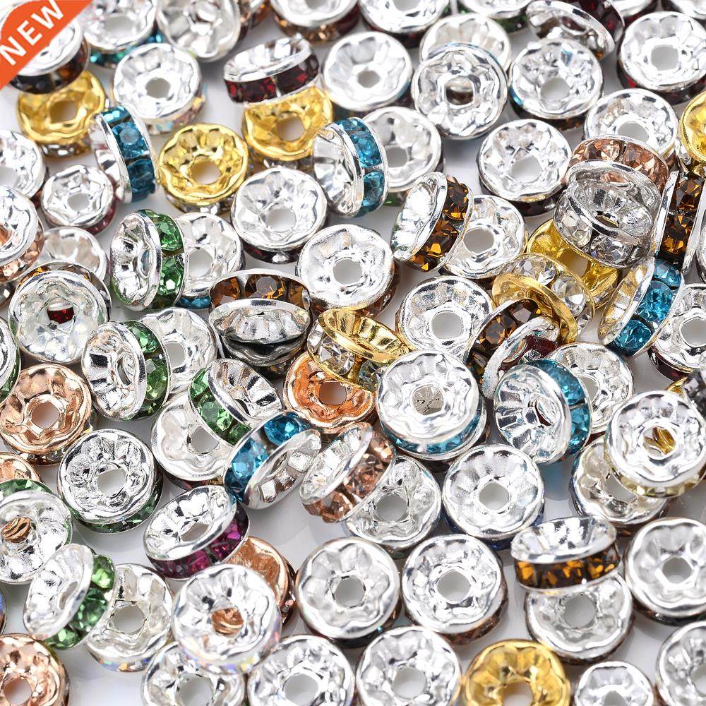 50/100pcs Rhinestone Spacer Beads Mix Color Czech Crystal Me