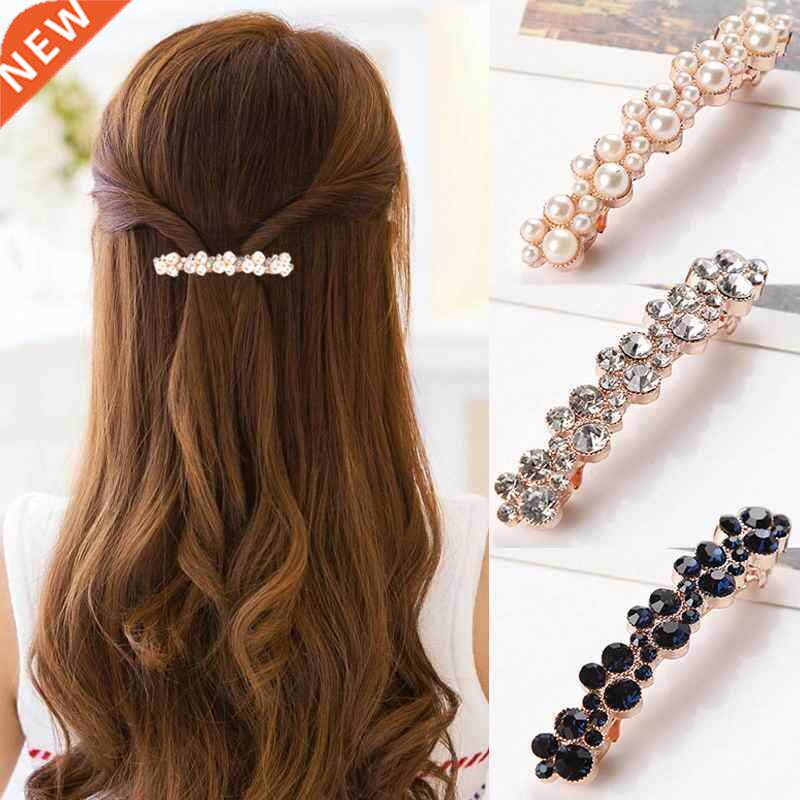 Fashion 5 Colors Korean Crystal Pearl Hair Clips Elegant Wom