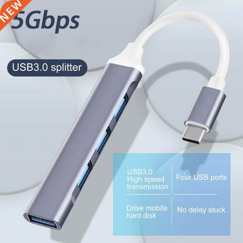 Multifunction 4 Port Type-C/USB Hub Splitter Adapter OTG Com