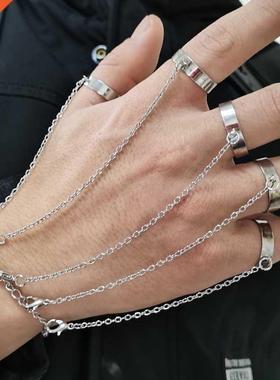 Punk Geometric Silver Color Chain Wrist Bracelet For Women M