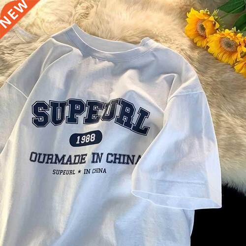 American tide brand letter printing short sleeved T-shirt me