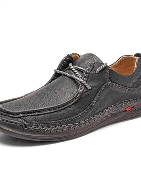 Hand-stitching Leather Shoes Men Casual Sneakers Comfty Driv