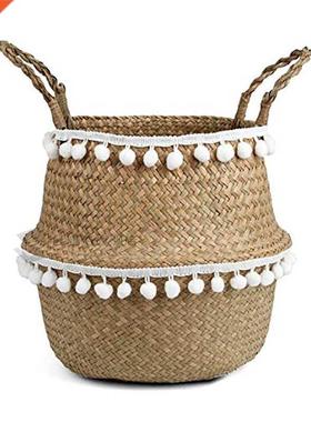 Macrame Tassel Wicker Basket Handmade Boho Decor Garden Flow