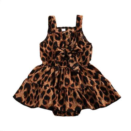 2021 Summer Lovely Infant Baby Girls Romper Dress Leopard Pr