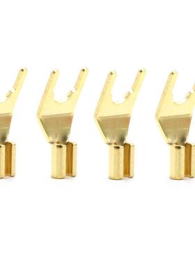 100pcsx Brass Gold Plated Speaker Cable Y Spade Terminals，h