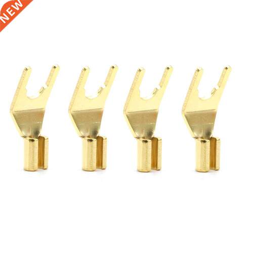100pcsx Brass Gold Plated Speaker Cable Y Spade Terminals，h