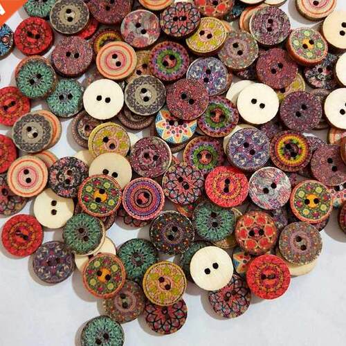 Hot Sale 50Pcs 15/20/25mm Retro Series Wood Buttons for Hand