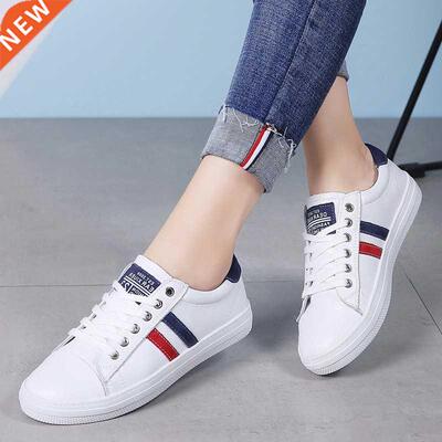 Fashion Women White Flats Girl Student Genuine Leathe Lace U