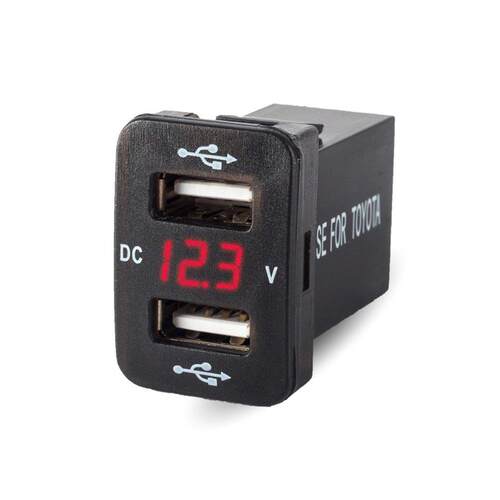 New Dual USB Car Socket Charger 12-24V Voltmeter LED USB Car