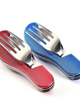 Outdoor 3 In 1 Folding Tableware Stainless Steel Folding Spo