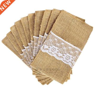 50 pcs Natural Jute Cutlery Knives and ks Cutlery Set Silver