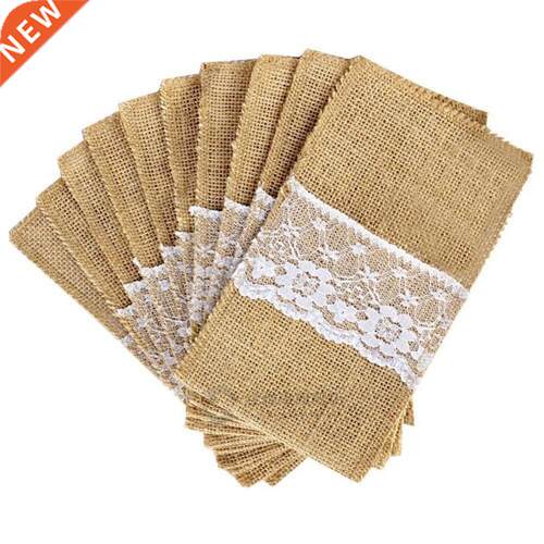 50 pcs Natural Jute Cutlery Knives and ks Cutlery Set Silver