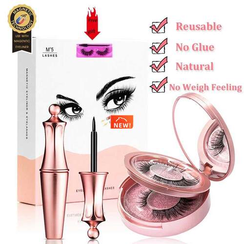 Magnetic Eyelashes 3D False Mink Eyelashes Reusable Magnet