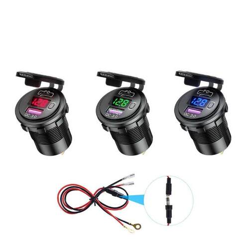 Type C PD QC.0 USB 12V Automobile Fast Car Charger with LED